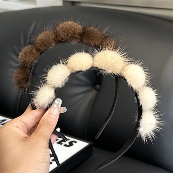 여성용 진짜 밍크 모피 머리띠, 럭셔리 겨울 하이 퀄리티, 진짜 모피 머리띠, 레이디 패션 헤어 후프, 모피 선물, 핫 세일, 100%