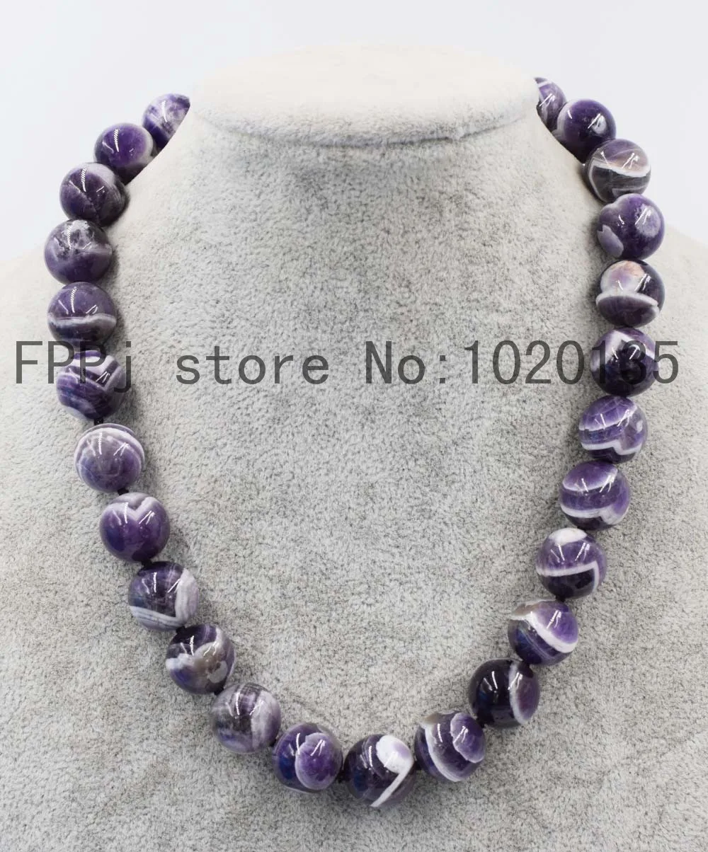 

flower amethys necklace round stone beads 14mm 18inch nature wholesale