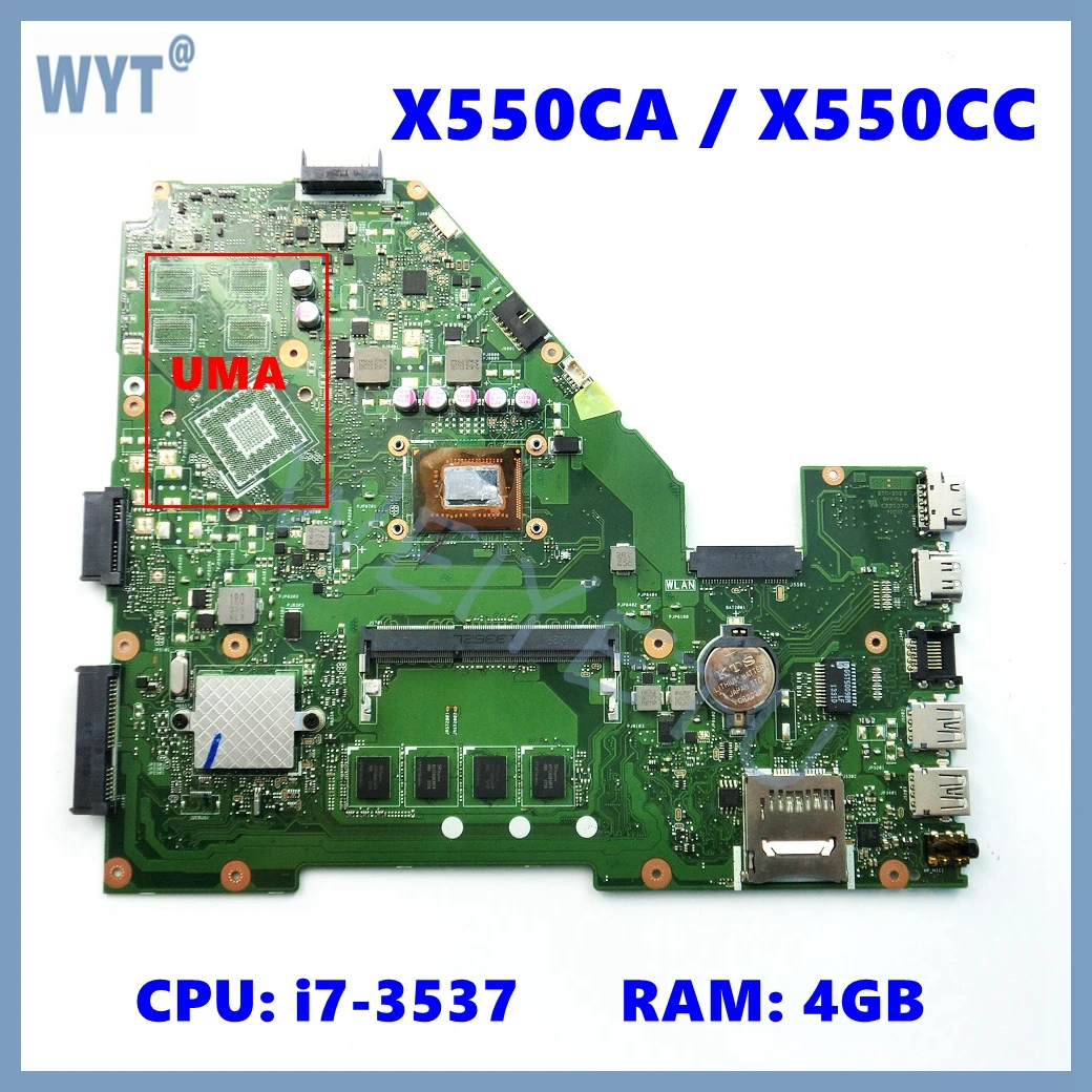 Placa-mãe para laptop x550ca, para as placas-mãe ASUS X550C Y581C X550C X550VC X550VB X552C R510CC X550CC F550CC com CPU i7-3537 4GB-RAM