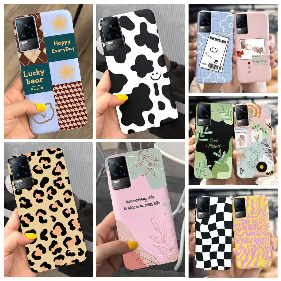 For Vivo V21 V21e Case V2061 V2050 V2066 V2108 Silicone Cover Cute Cow Leopard Painted Soft Phone Case For VivoV21 VivoV21e Capa