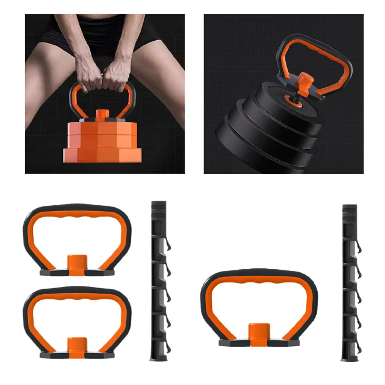 Kit de alça Kettlebell ajustável fácil de transportar para placa de peso interna de academia em casa