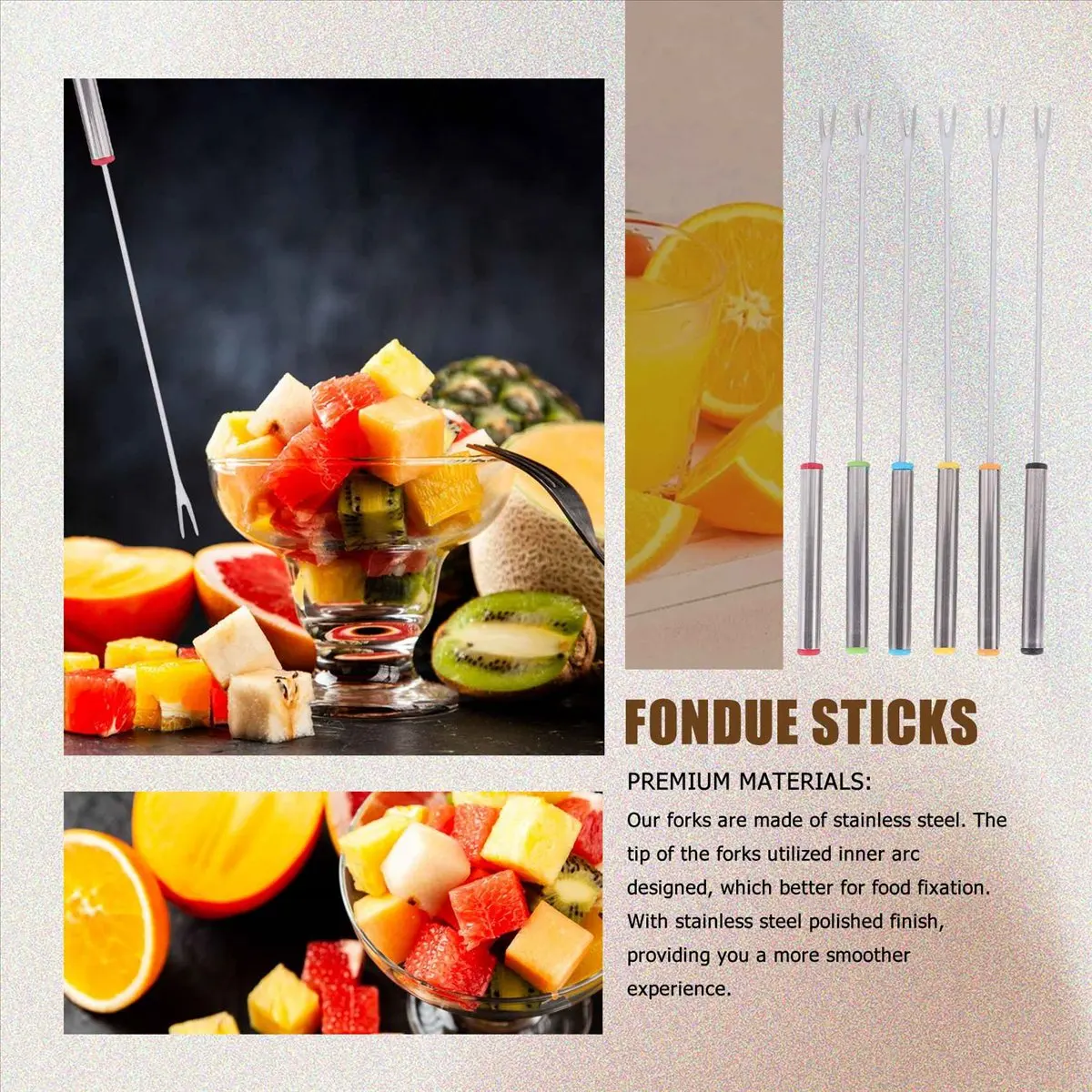 A75K Fondue Cheese Sticks Fondue Set for Maker Cheese, Stainless Steel Fondue Forks Marshmallow Roasting