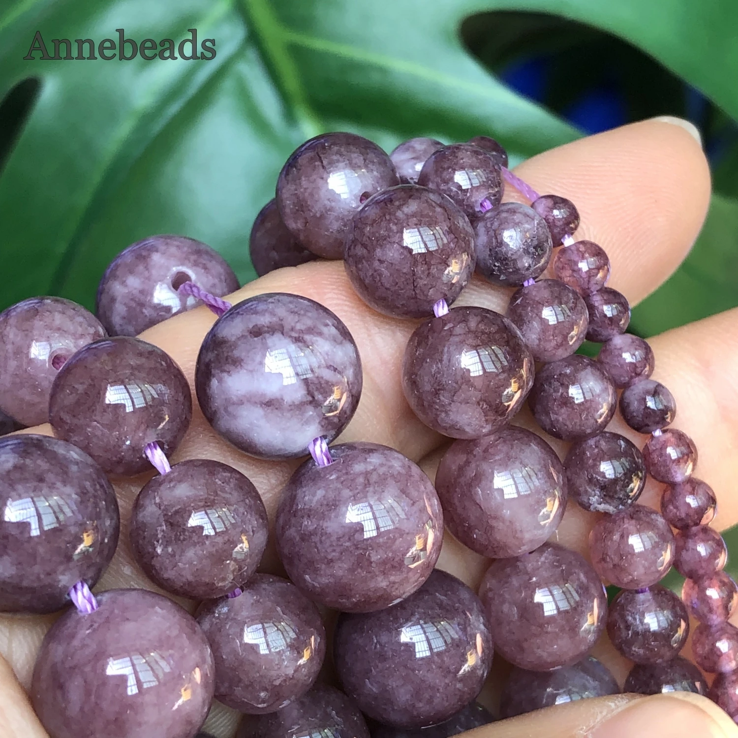 Natural Stone Purple Lepidolite Beads 4/6/8/10/12mm Round Loose Spacer Beads For Jewelry Making DIY Handmade Bracelet