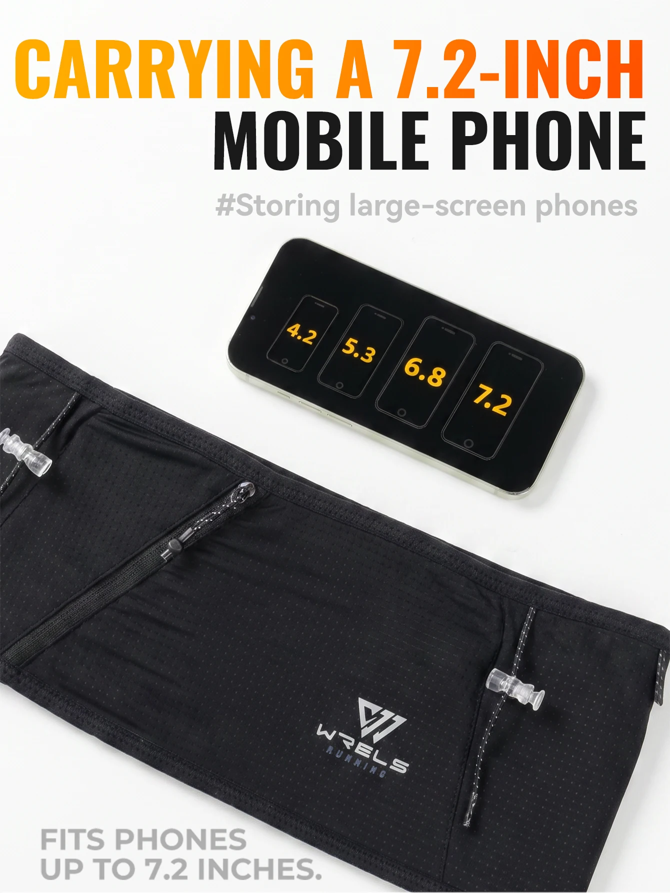 WRELS Laufgürteltasche, atmungsaktiver, schmaler Trainingsgürtel, verstellbar, rutschfest, für Outdoor-Sportarten, Wandern, Herren, Damen, Fitness, Aufbewahrungstasche – Detail 9