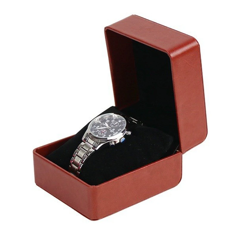 Lnofxas zwarte enkele horloge geschenkdoos met kussen PU lederen horloge vitrine organizer voor heren