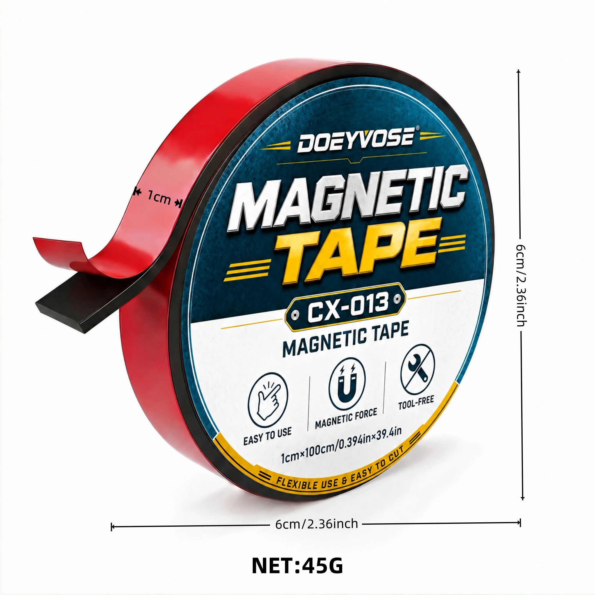 Self‑Stick Magnetic Tape 10×1mm×1m Flexible Magnet For DIY Craft