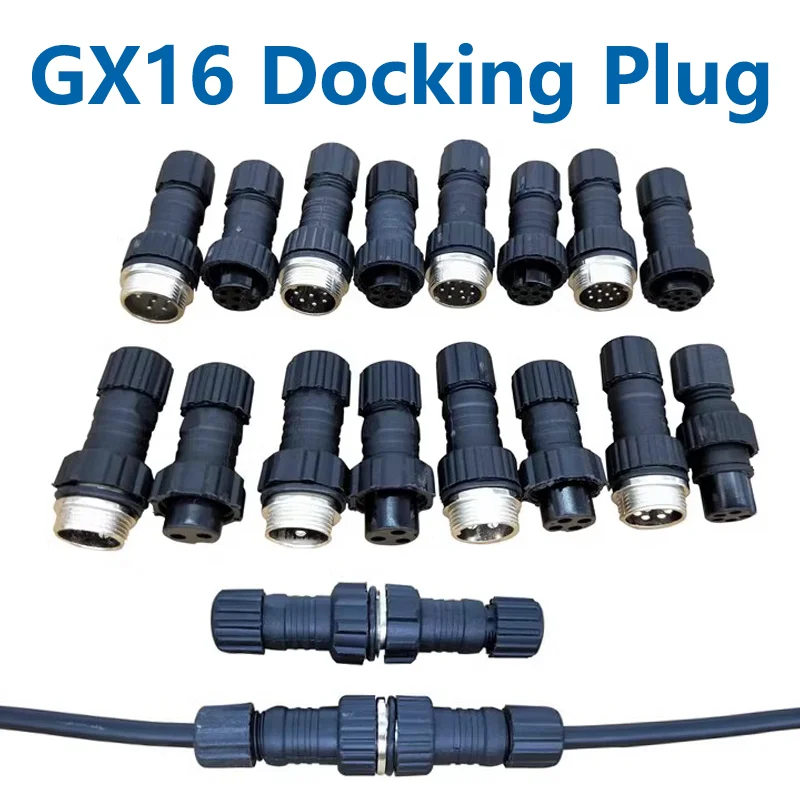 

5/20/100Sets 2/3/4/5/6/7/8/9pin GX16 Aviation Connector M16 Waterproof Back Nut Docking Male&Female Plug And Socket