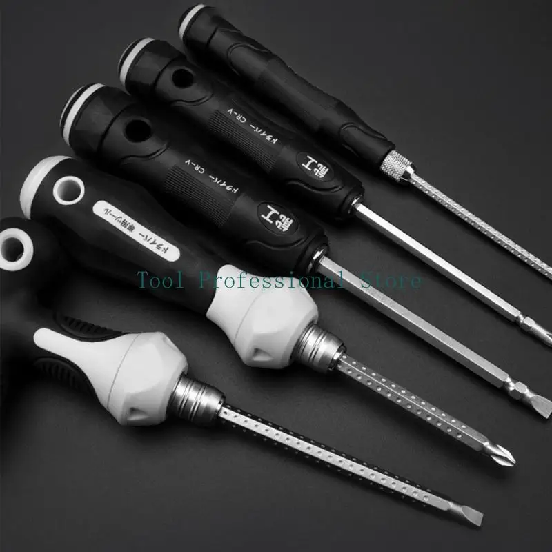 57QF Double-Use Screwdriver Removable Hand Tool Chrome Vanadium Steel Repair Tool Handle Flathead Screw Driver