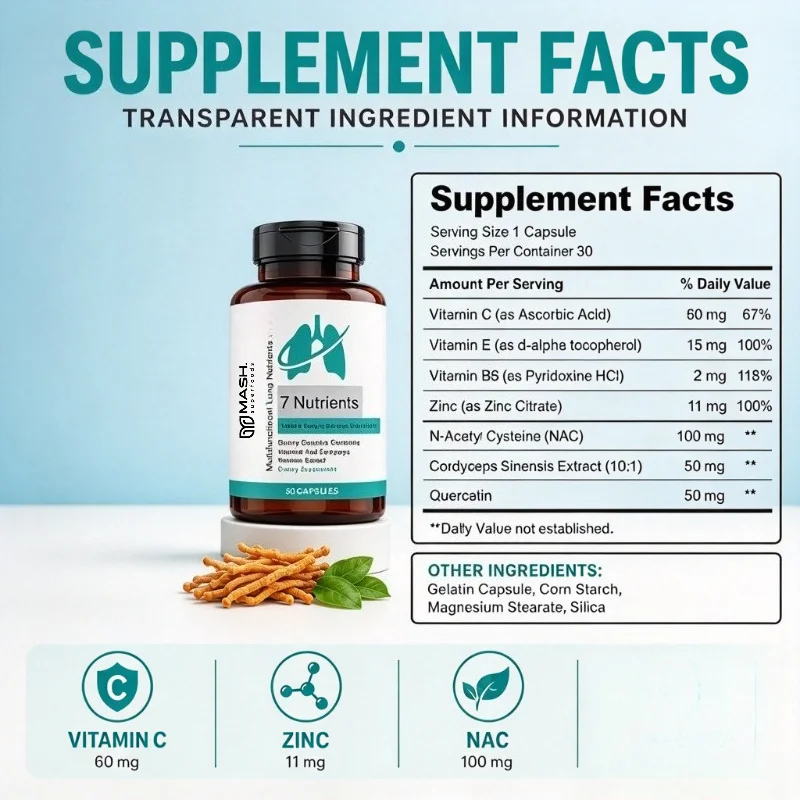 Googeer Cordyceps Sinensis Capsules With Quercetin Vitamins C & E Zinc And Vitamin B6 30 Count Daily Antioxidant Support