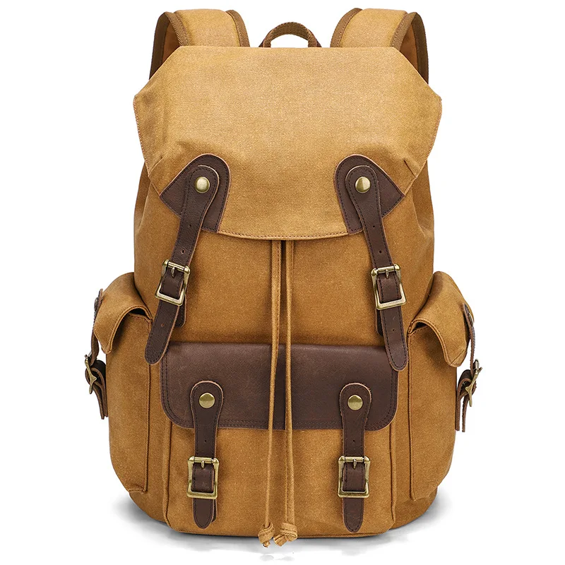 Men's Backpack Vintage Backpack Outdoors Movement Travel Bag Large Capacity Laptop Bag Waxy Canvas Waterproof Backpack Women