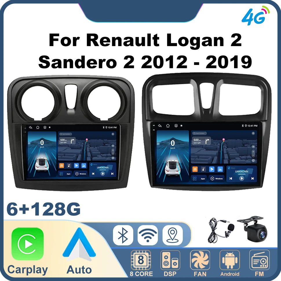 

9-дюймовая автомобильная стереосистема Android для Renault Logan 2 Sandero 2 2012-2019 Wi-Fi BT FM GPS Автомобильные интеллектуальные системы 4G Carplay Авторадио