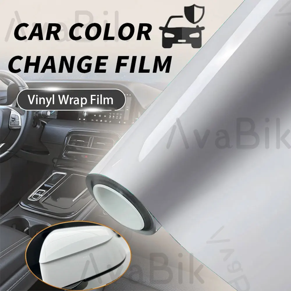 30/50cm Glossy Piano Black White Car Vinyl Wrap Film PET Auto Sticker Air Bubble Free Vehicle Interior Decoration Accessories view 6