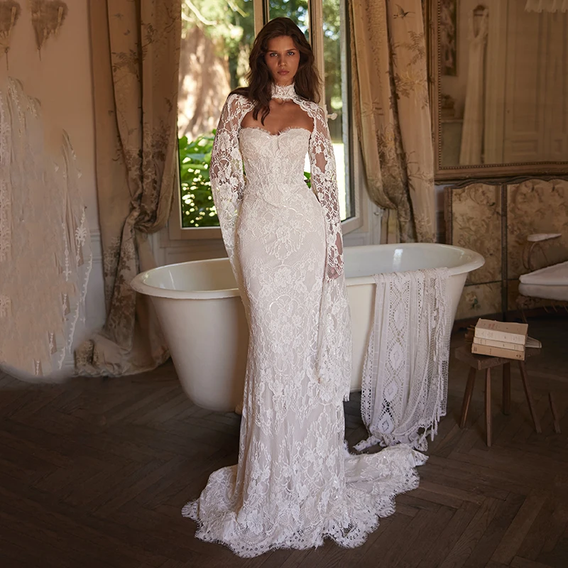 Eightree 2 Pieces Mermaid Wedding Dresses Sweetheart Lace Lace Up Back Wedding Ball Gown Women Bridal Ball Prom Dress Customized