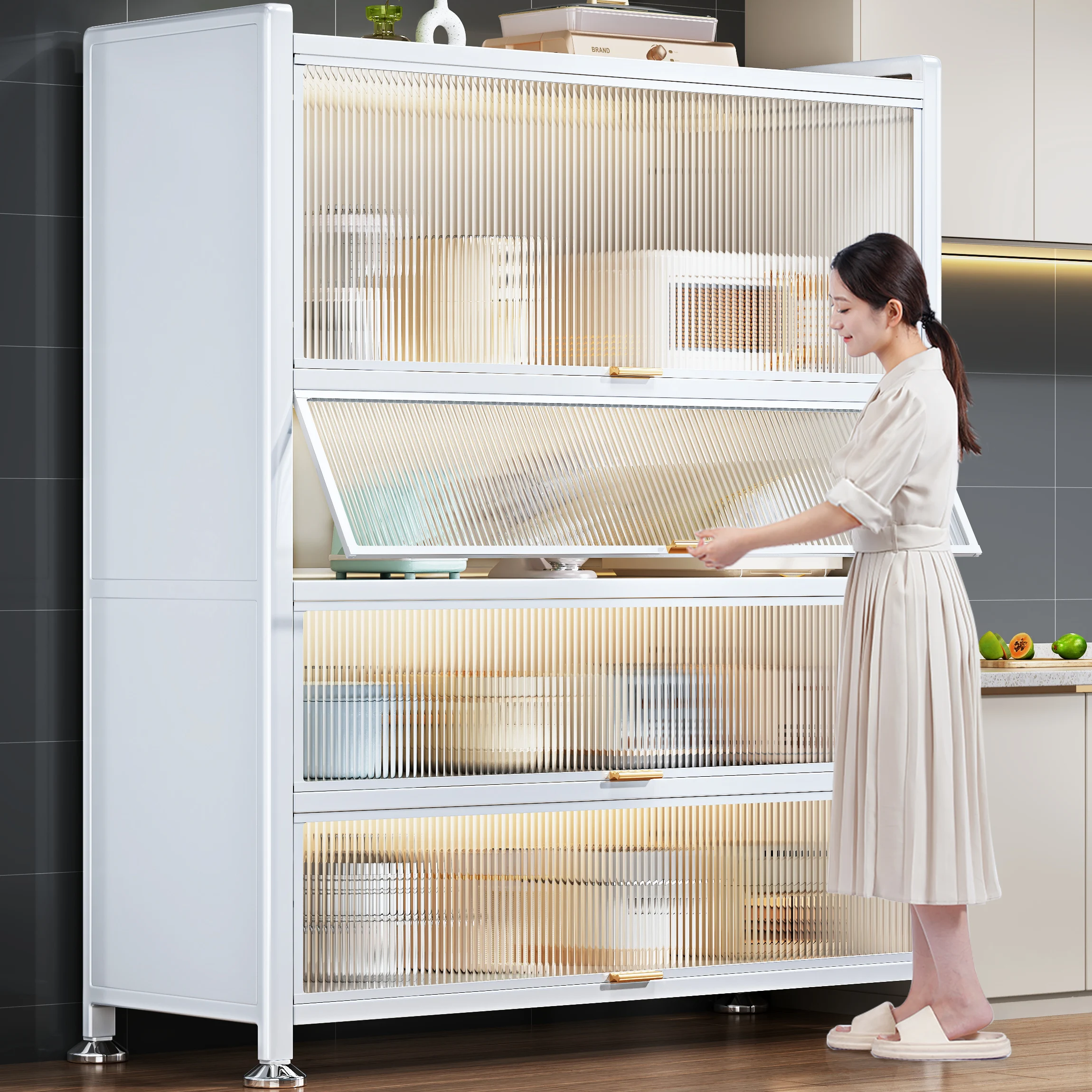 ZZXL Floor Multi-Layer Storage Cabinet Multi-Functional Cupboard Household Cabinets Dining Side Locker