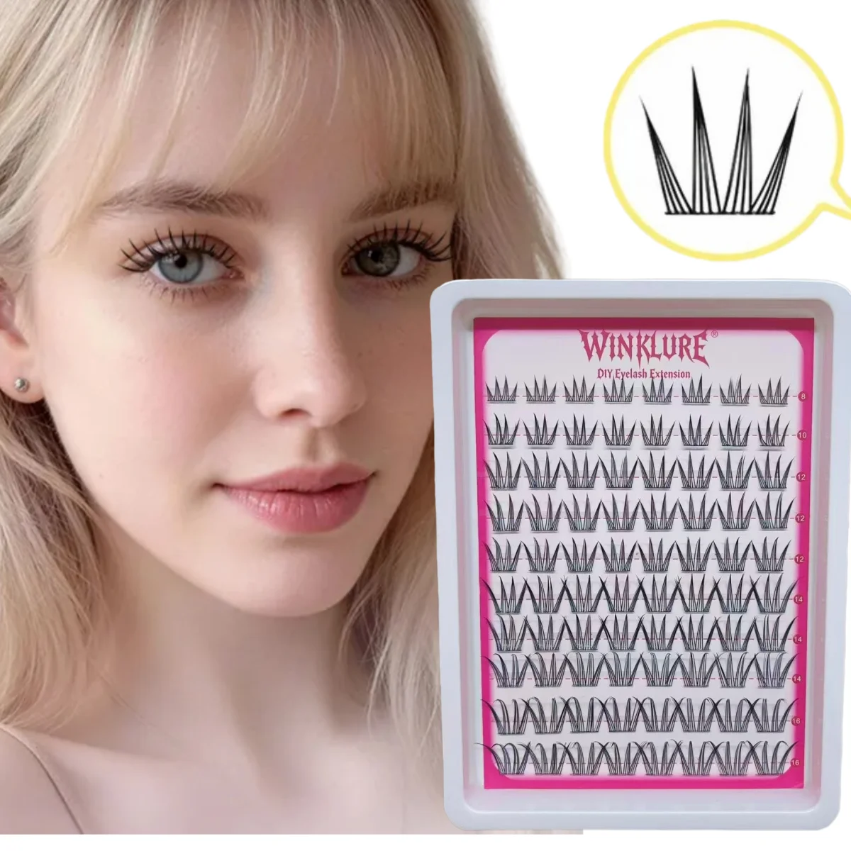 WINKLURE Lash Clusters Anmie Cluster Lashes 10-16mm Lashes Extensions Natural Look Lashes D Curl Fluffy Cluster DIY Eyelash Ext