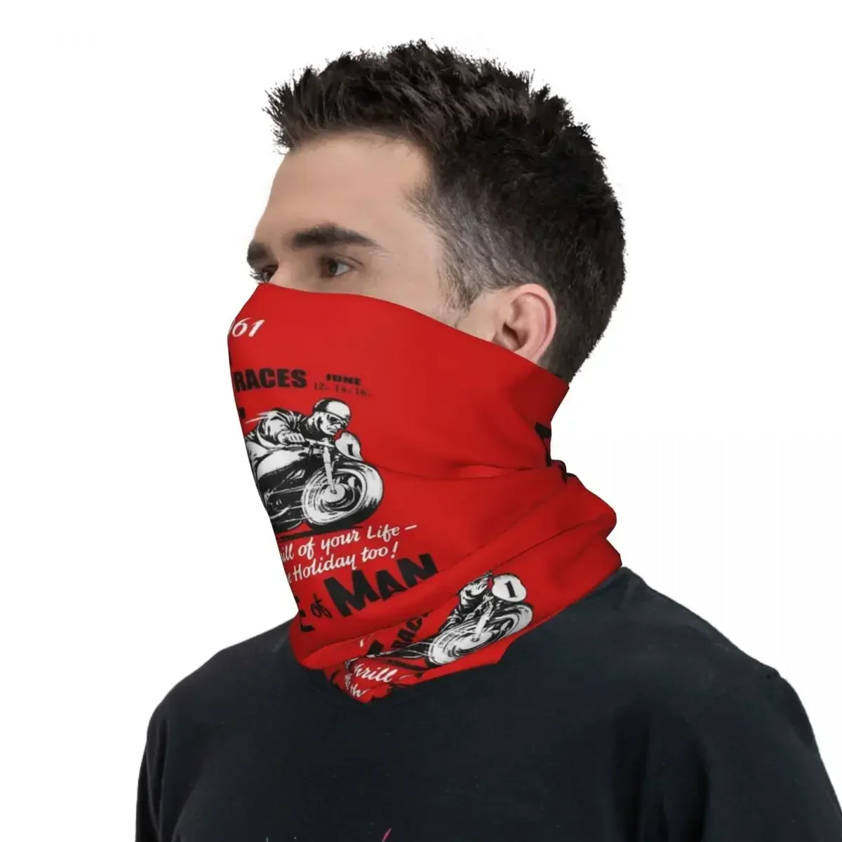 Masque de cou imprimé de l'île de Man TT, bandana de moto, écharpe, bandeau de sauna multi-usage, sports de plein air, hommes, femmes, adultes, lavable