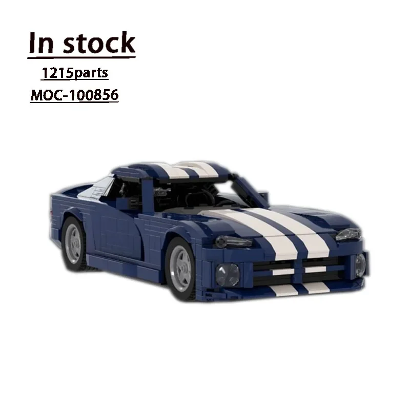 MOC- 100862   Filme supercar gts azul vermelho versão dupla montagem costura bloco de construção modelo 1215 peças crianças brinquedo aniversário presente