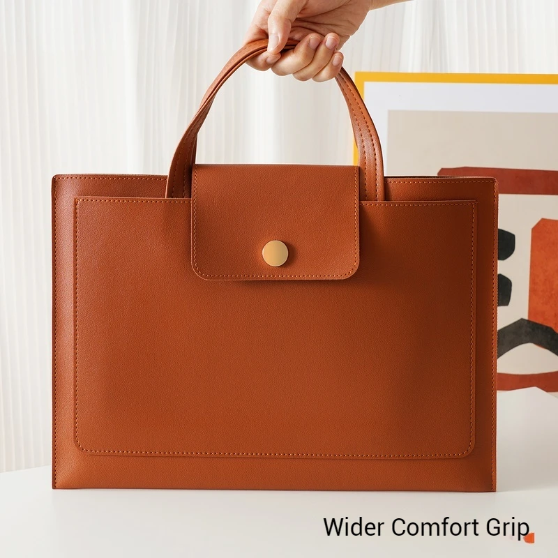 حقيبة فاخرة من جلد البولي يوريثان مقاس A4 ذات سعة كبيرة حقائب ملفات الأعمال لرحلة العمل حقيبة كمبيوتر محمول حقائب الكمبيوتر المحمول مجلدات الجيب