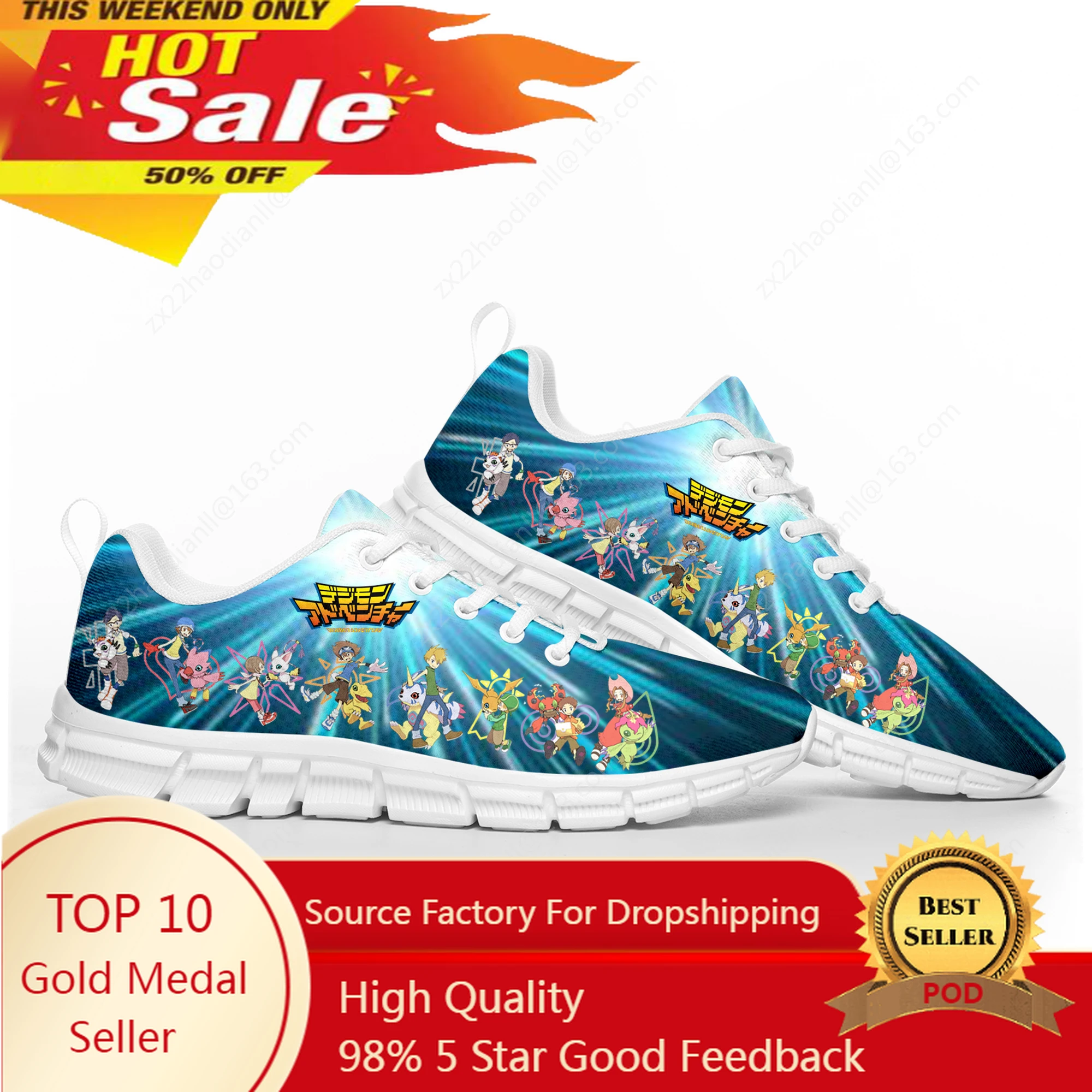 

Cartoon Digimon Adventure Anime Sports Shoes Mens Womens Teenager Kids Children White Sneakers Custom High Quality Couple Shoe