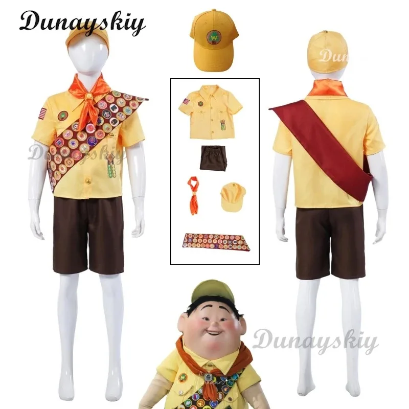 DY20Russell القبعات تأثيري أنيمي فيلم حتى البرية اكسبلورر زي الأطفال الكبار الأسرة موحدة ملحق لعب الأدوار بدلة الحفلات