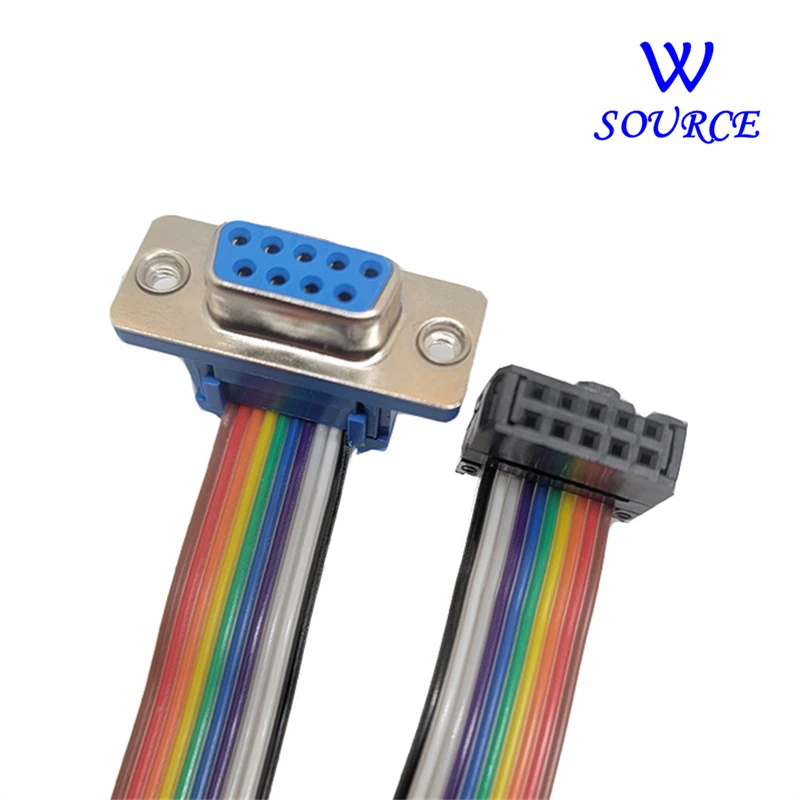 

Rainbow/Multicolor D-Sub DB9 9 Pin Male to FC-10P IDC Female Flat Ribbon Cable 2.54mm 10 Pin Male to Female Connector