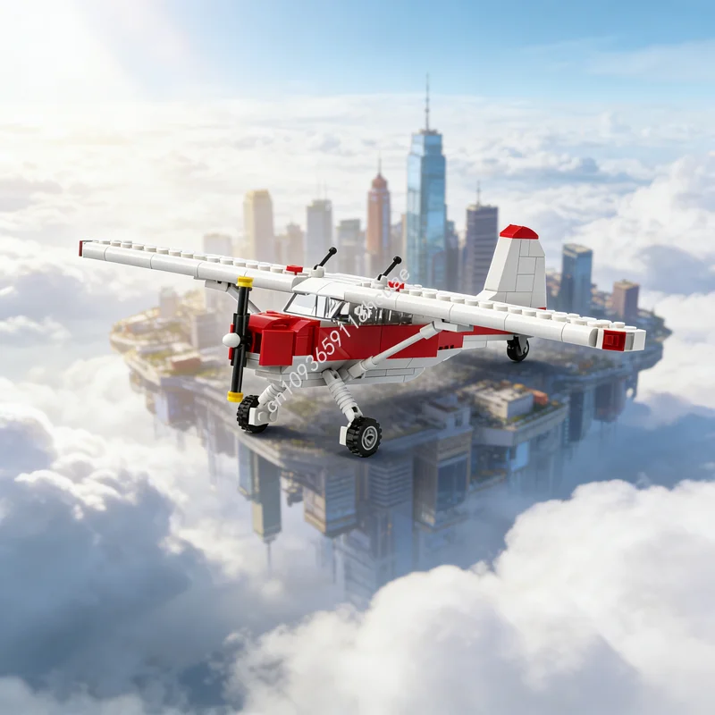 ตัวต่อ MOC ชุดสนามบินเมือง 283 ชิ้น แบบจำลองเครื่องบินเซสนา ของเล่นสร้างสรรค์ DIY ชุดประกอบสถาปัตยกรรม ของเล่นเสริมพัฒนาการ ของขวัญคริสต์มาส