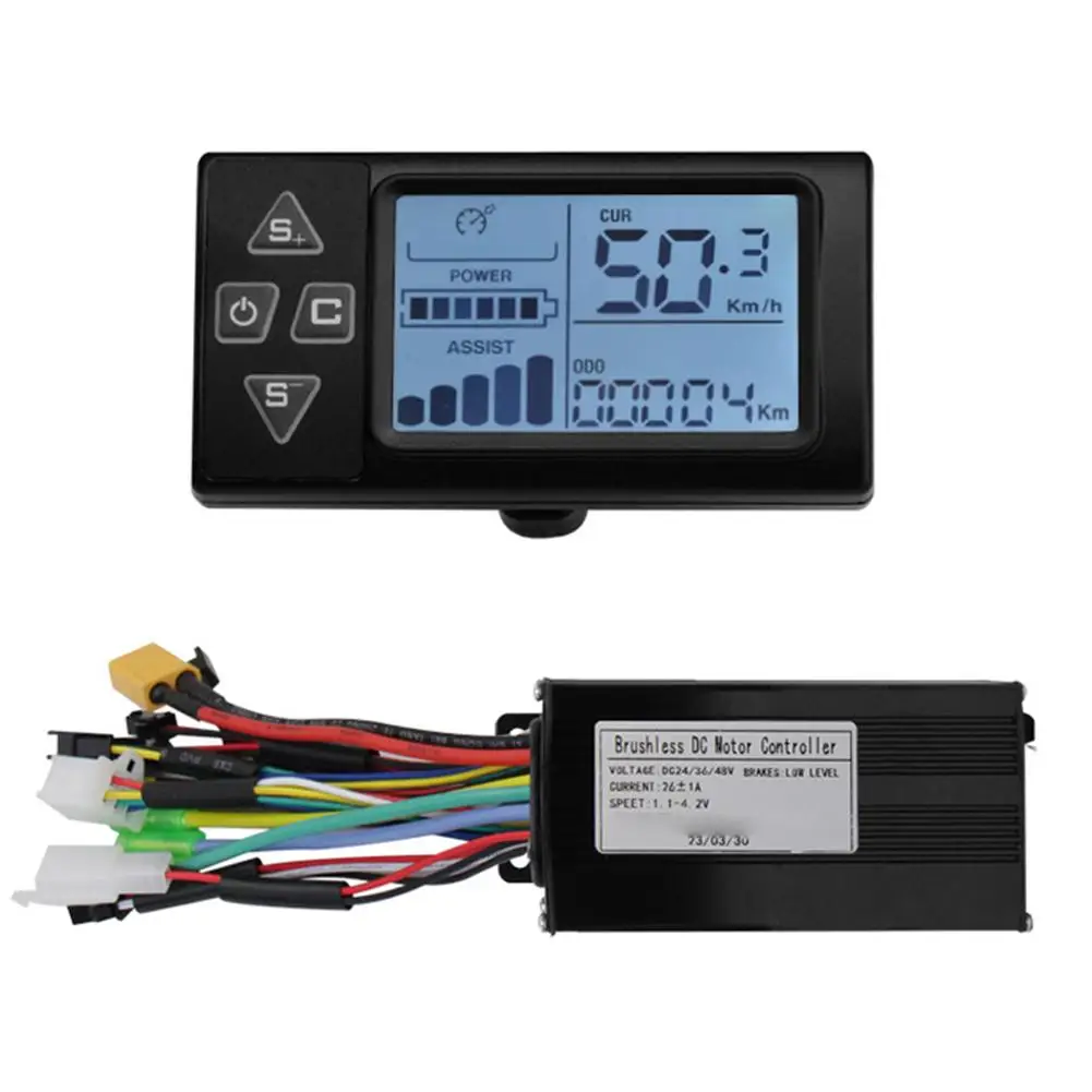 

36V 48V Controller Brushless Controller For E-bike Conversion 124*62*38mm Controller Body 3-mode Operation ABS Plastic Display