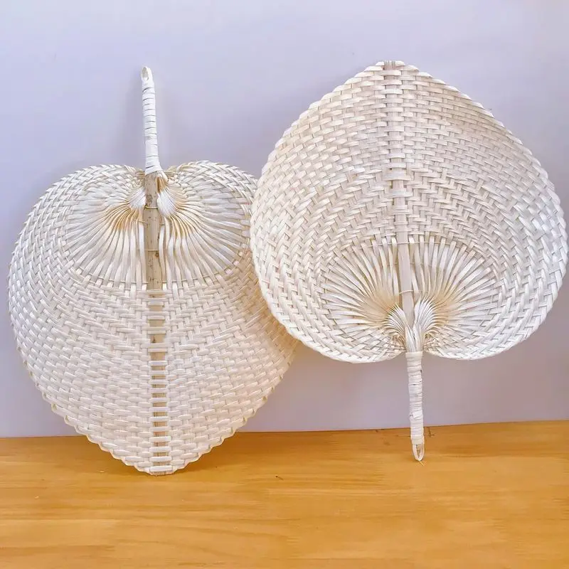 Natural Bamboo Palm Leaf Hand Fan, Handwoven Raffia Cooling Fan, Lightweight Summer Handheld Fan For Kids Adults, Luau Tropical