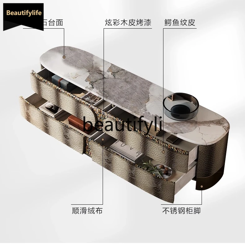 

C06 Легкий роскошный ТВ-шкаф для гостиной, модный индивидуальный постмодернистский итальянский стиль, мраморный журнальный столик, напольный шкаф