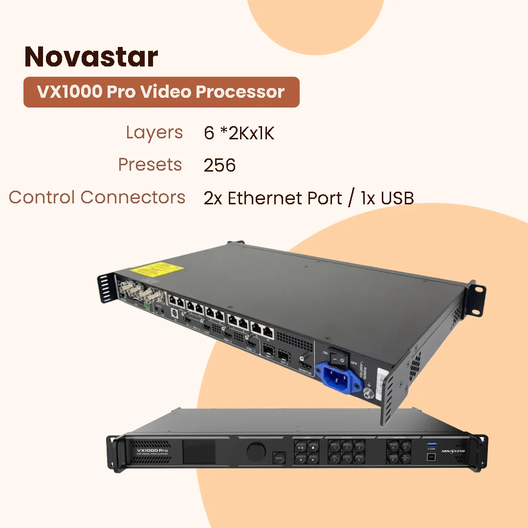 Novastar VX1000 Pro Video Processor with Flight Case Professional 10G Fiber Controller for LED Screen Display