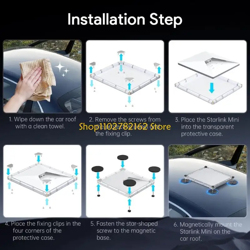 

547B No Drill Auto Roof Phone Mount Strong Adhesion Shatterproof Materials Universal Vehicle Compatibility