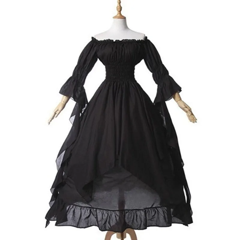 

Gorgeous Lace Flared Sleeve Renaissance Lolita Op Vintage Gothic Dress Cosplay Ball Princess Vestidos Medieval Dress