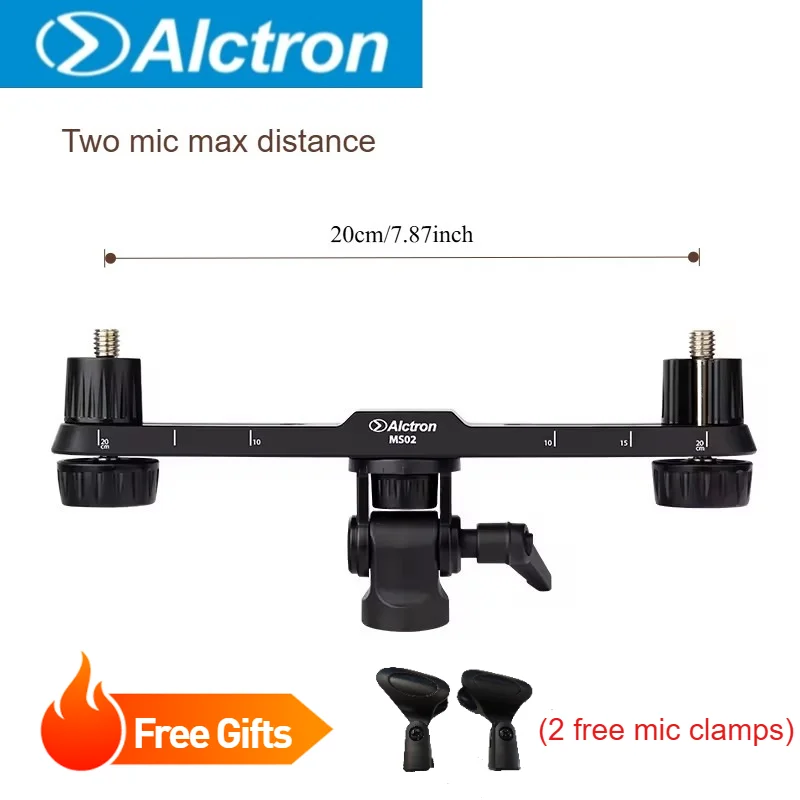 

Alctron MS02 stereo recording microphone bar Clear scale multiple recording way with angle and height adjustable function