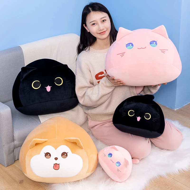 20/30/40Cm Vòng Mỡ Mềm In Mèo Sang Trọng Ngủ Gối Đệm Kawaii Trắng Đen Mèo Nâu, Chất Liệu Mềm Mại, Đồ Chơi Trẻ Em Quà Tặng