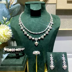 GODKI famoso marchio 4 pezzi verde CZ Set di gioielli africani di lusso per le donne festa di nozze zircone cristallo Dubai Set di gioielli da sposa regalo