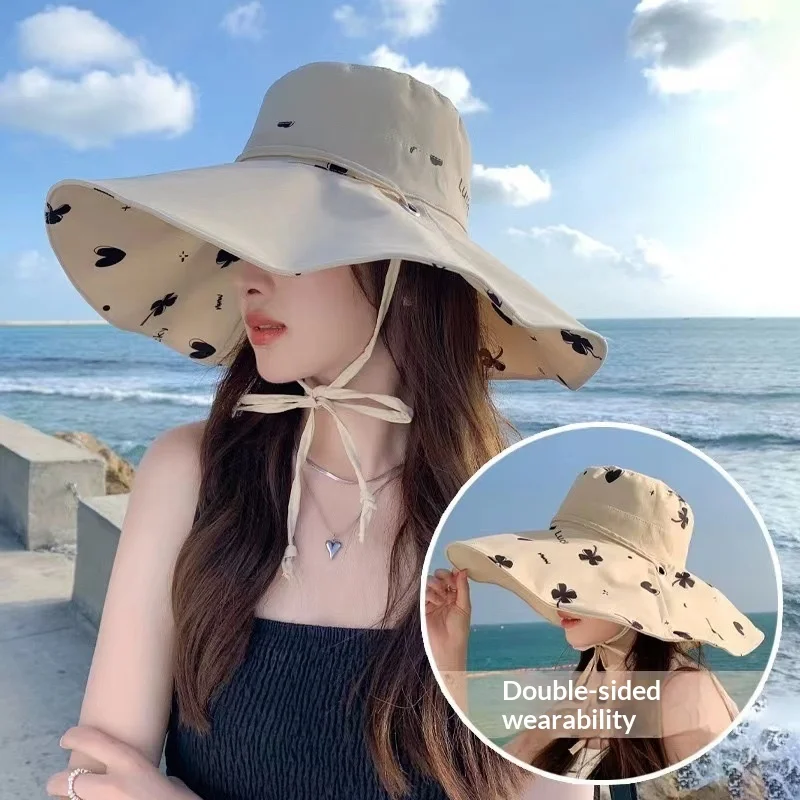 1 Stück Extra Breiter Sonnenhut für Damen, Sommer-Strandhut mit Großer Krempe und Boho-Stil, UV-Schutz mit Kinnriemen