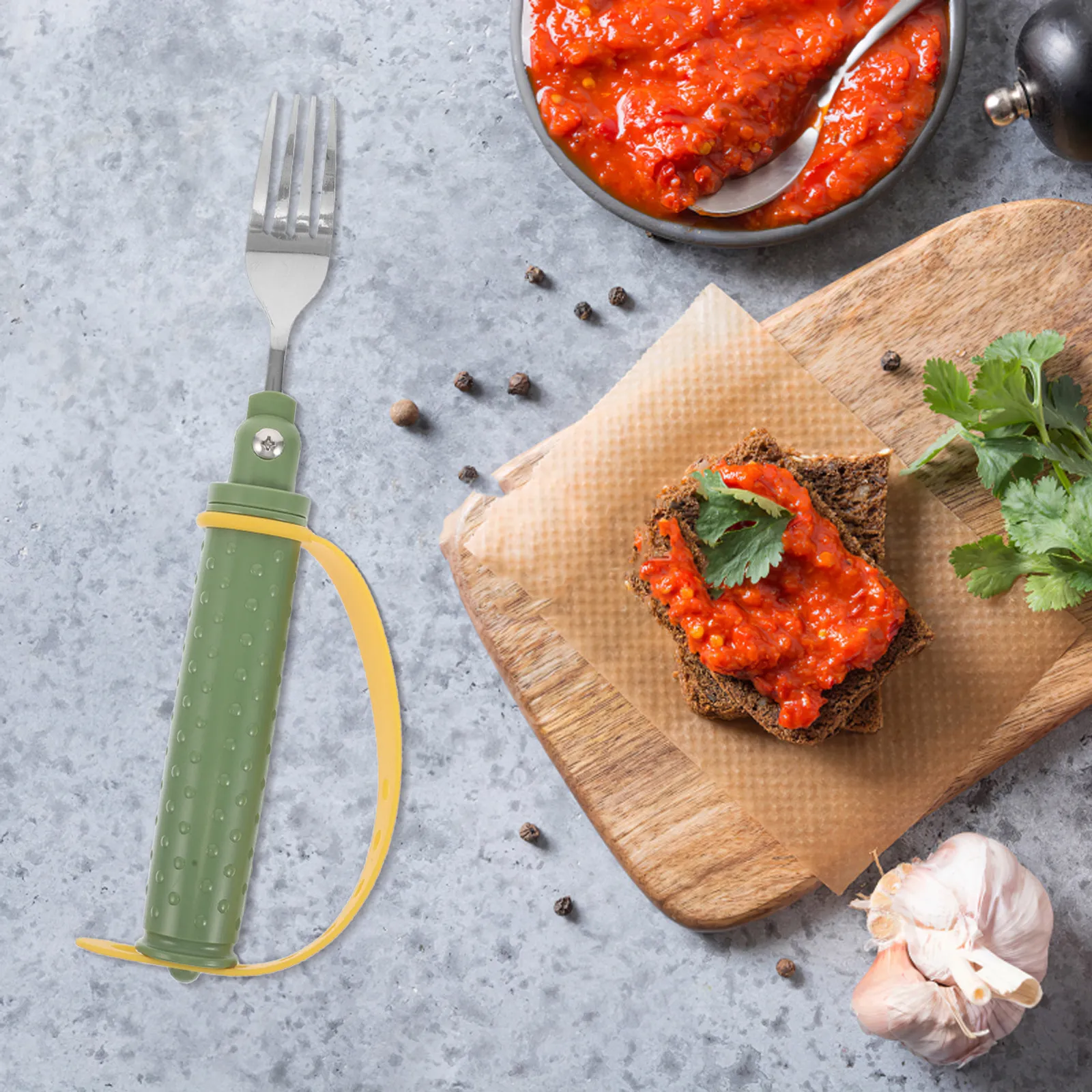 Ergonomic Adaptive Fork Stainless Steel Adjustable Left Right Angle for Elderly Disabled Adults Tremble Proof Assistive Utensils