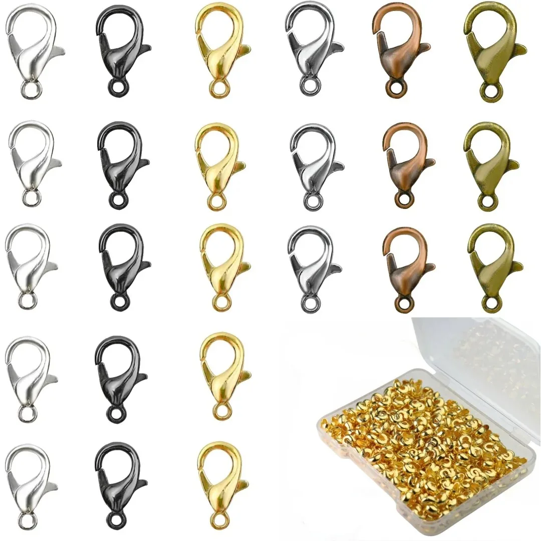 100 teile/los Metall Karabiner für Armbänder Halsketten Haken Kette Verschluss Zubehör für DIY Schmuck Machen