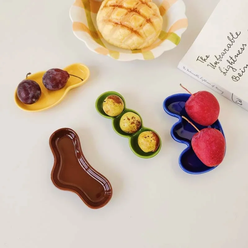 الملونة السيراميك طبق توابل وصلصة الوسابي النفط الخل موزع الحاويات اليابانية الكورية نمط غرفة الطعام اكسسوارات 1/4 قطعة مجموعة