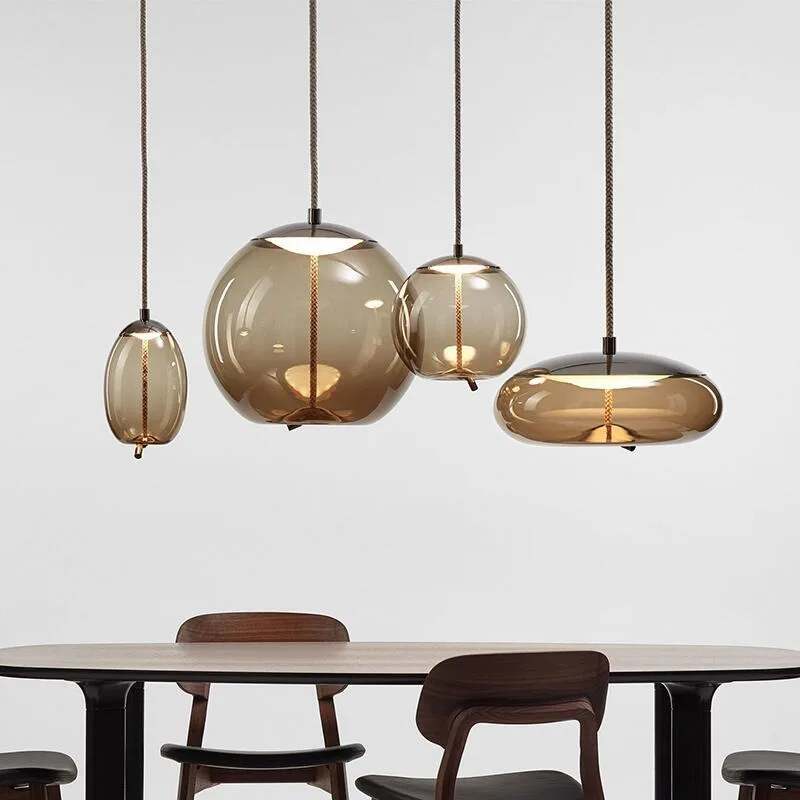 Nordic postmodern hemp rope glass chandelier, restaurant window bar bedside fashionable and creative personalized