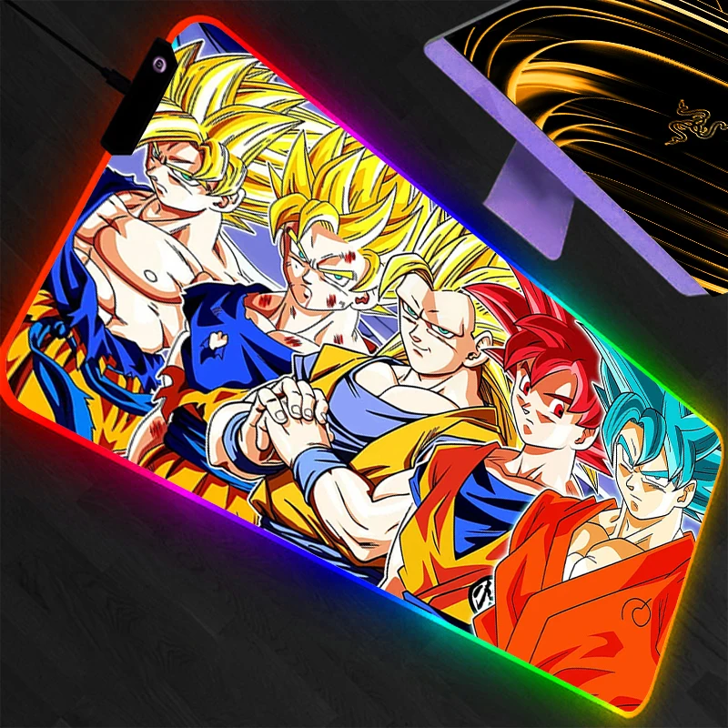 

Коврик для мыши LED Dragon Ball, большой геймерский XXL коврик для клавиатуры, RGB подсветка, настольный коврик для мыши, коврик для ноутбука, аниме