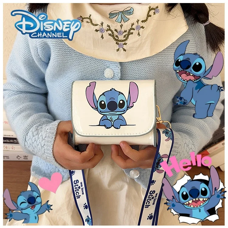 

New Disney Stitch Children's Shoulder Bag Boys and Girls Cartoon Cute Accessories Large Capacity Storage Snack Bag Crossbody Bag