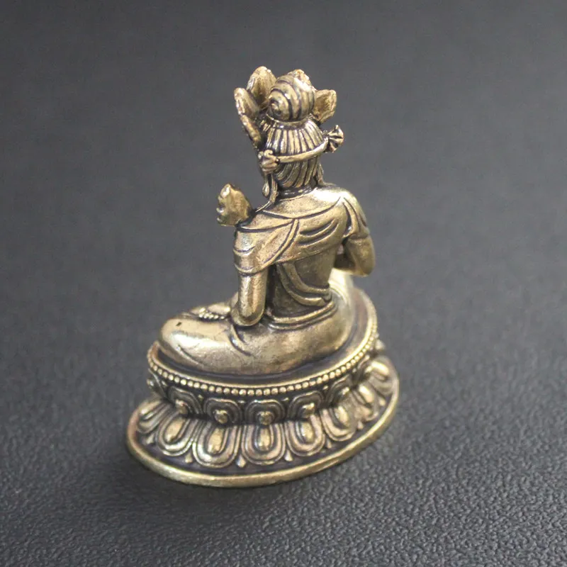 Void Tibetan Bodhisattva Buddha Statue Enshrine Birth Year Ox and Antique Pure Brass Buddhist Hall Living Room Office Ornaments