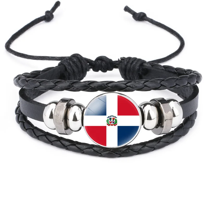 North American Flag Bracelet for Men Women Football Game USA Canada Mexico Guatemala Panama Woven Leather Bangles Souvenir Gift