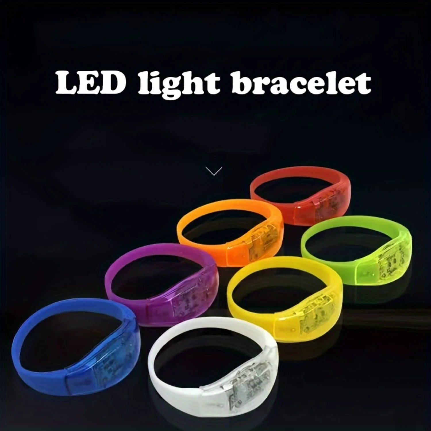 

12-Pack Voice-Activated Silicone LED Flashing Wristbands - Waterproof Night Run Accessories - Atmosphere Booster with Adjustable