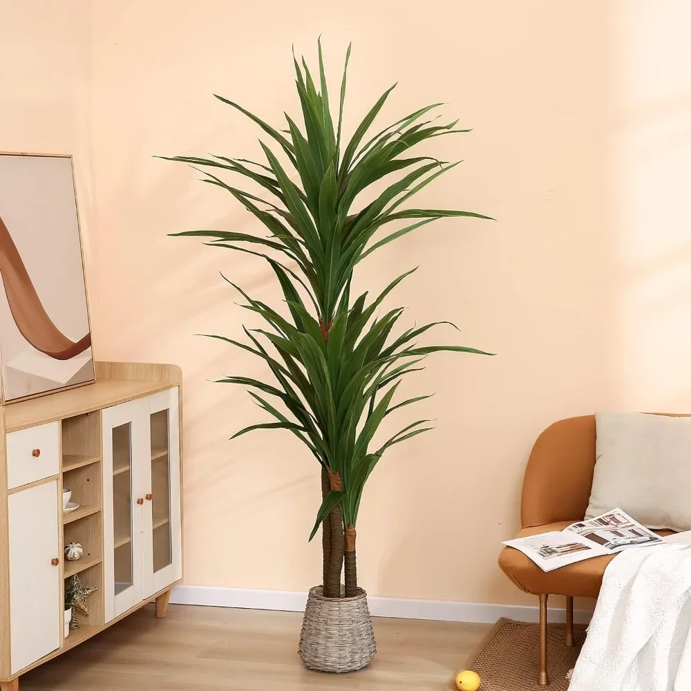 Dracaena Silk Plant Corn Stalk 6ft Tall Faux Plants Indoor Large Fake Plants Potted Yucca Tree Tropical Floor Plants Artificial