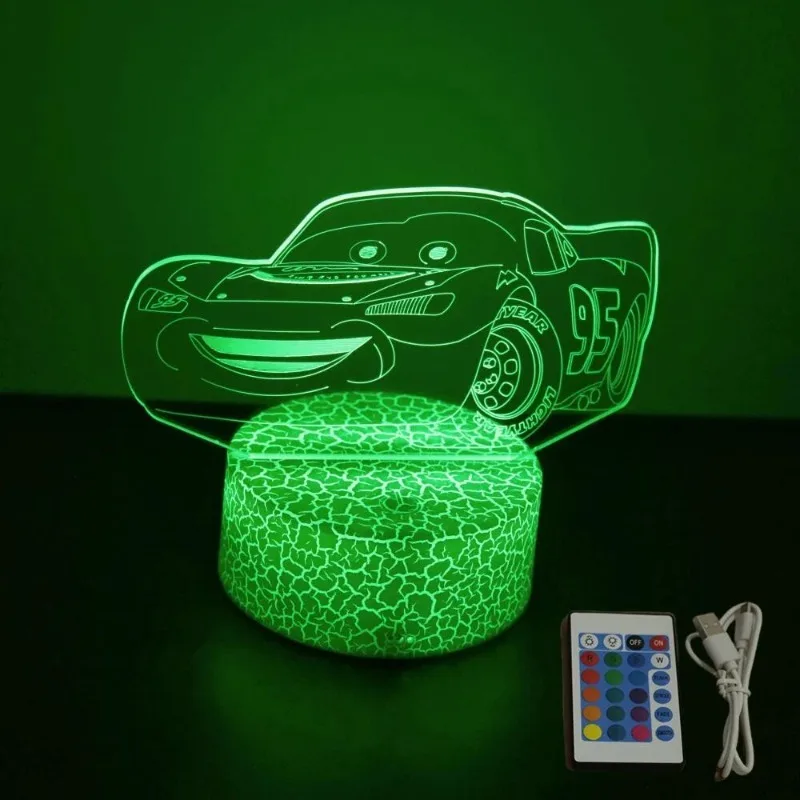 Disney Cute Car 3D Lamp LED Night Light McQueen Kids Table Lamps Nightlight for Children\'s Lights Bedroom Desk Decor Gifts