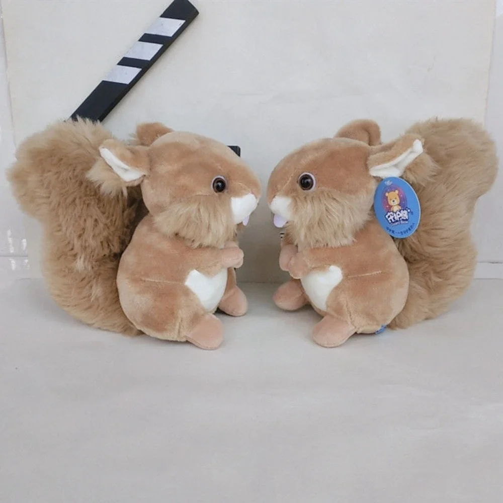 20CM Simulation Squirrel Plush Toy Super Level Cute Big Tail Mouse Forest Animal Realistic Birthday Gift To Accompany Children