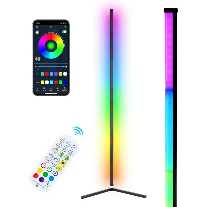 Imagem -02 - Rgb Cor Mudando Canto Lâmpada de Assoalho Dimmable Luz Humor Bluetooth App Controle Remoto Música Sync Led 398 645 Pcs