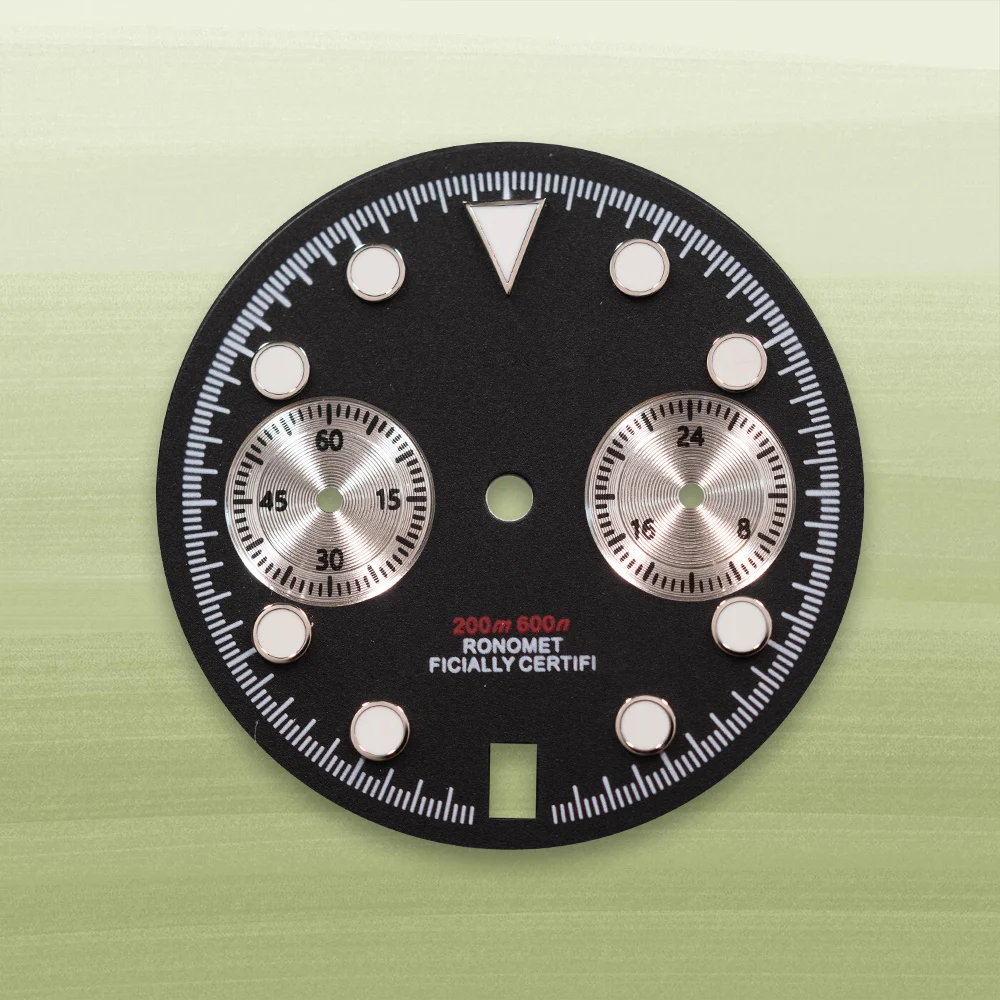 

VK63/VK64 механизмы S-логотип 29,5 мм циферблат в стиле панды-мужские часы зеленые светящиеся C3 аксессуары для модификации часов